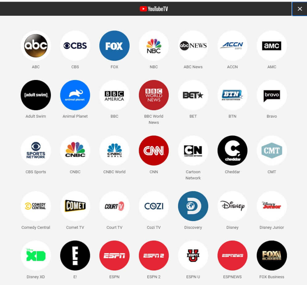 List Of Youtube Tv Channels