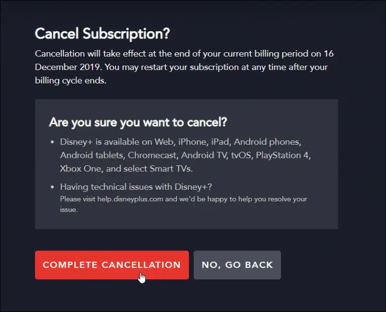 Disney Plus Complete Cancellation